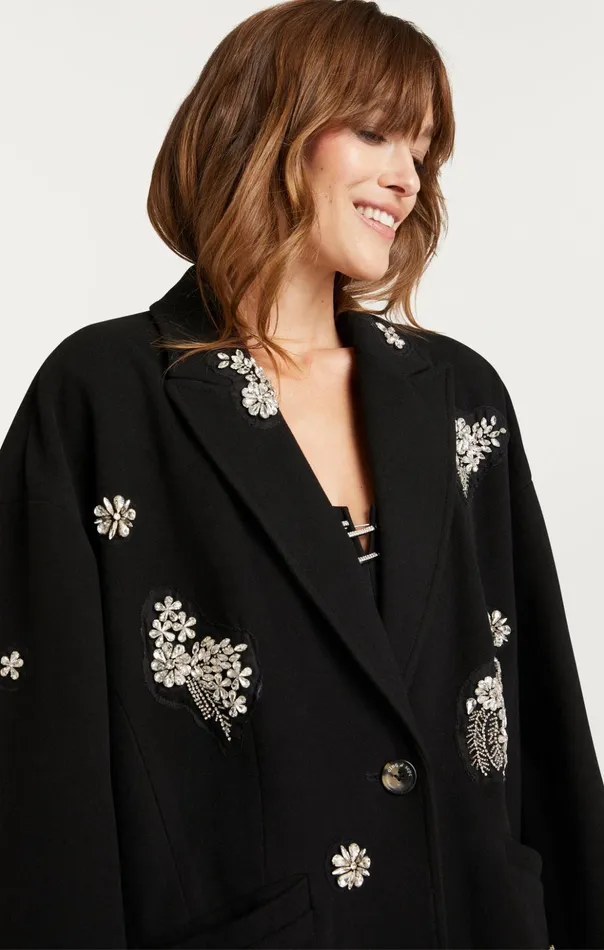 Women Cinq Sept Outerwear Crystal Ivy Gravis Coat Black