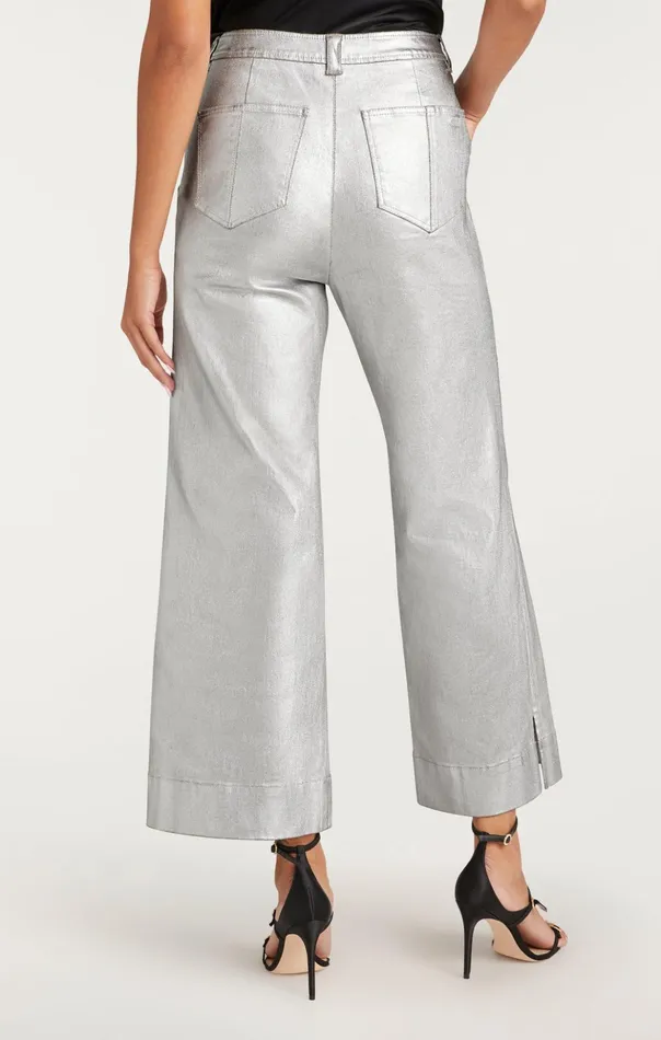 Women Cinq Sept Pants Textured Foil Benji Pant Silver