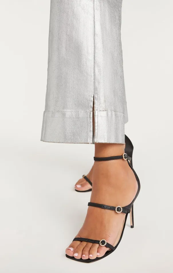 Women Cinq Sept Pants Textured Foil Benji Pant Silver