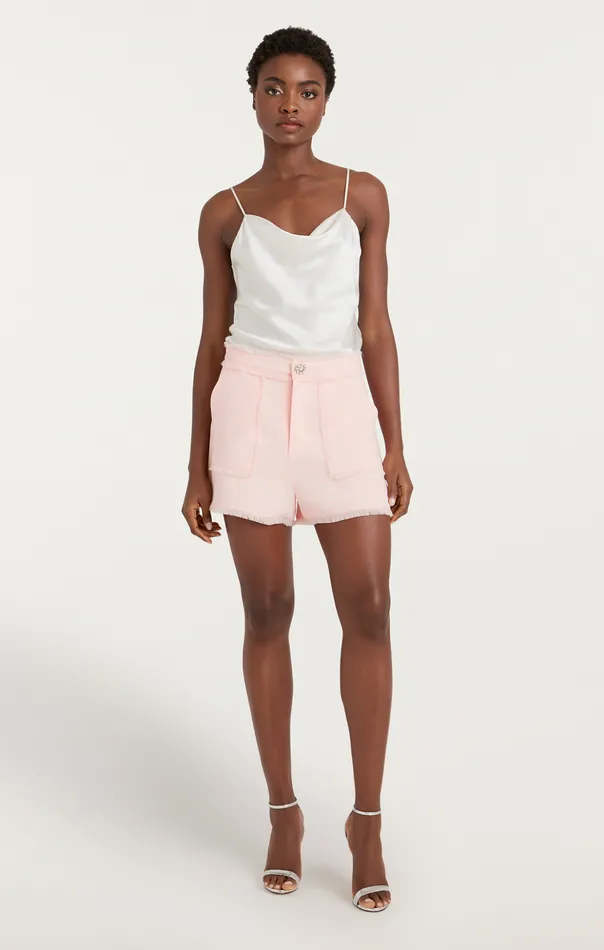 Women Cinq Sept Shorts Pearl Ditsy Flower Crepe Allen Pale Rose