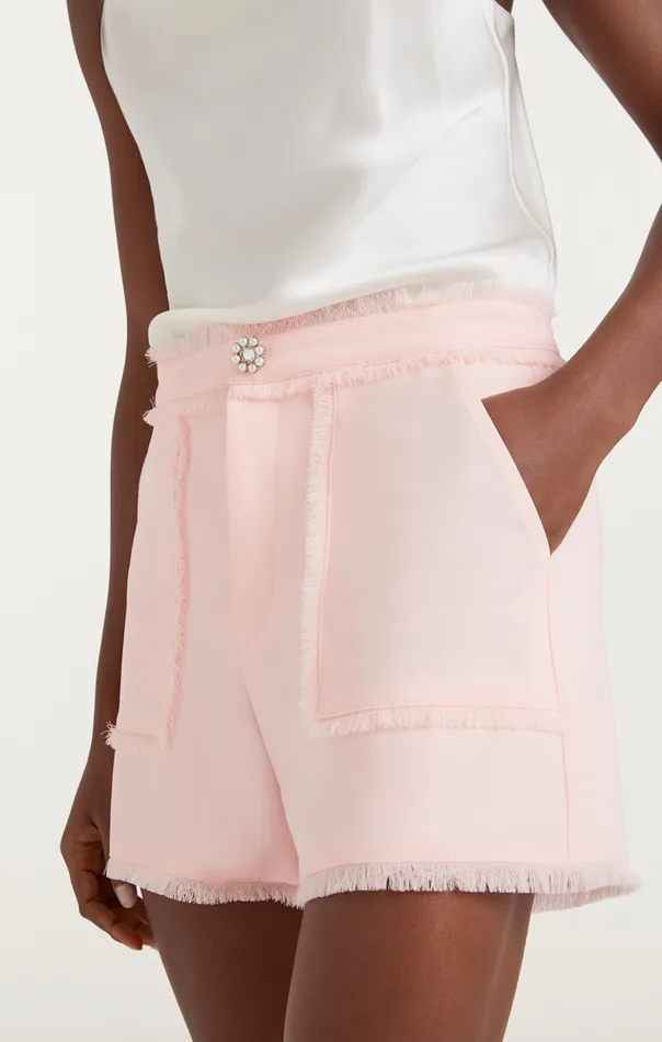 Women Cinq Sept Shorts Pearl Ditsy Flower Crepe Allen Pale Rose