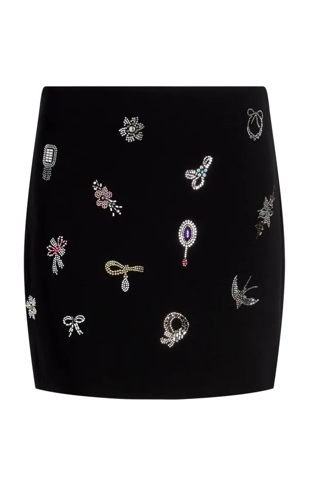 Women Cinq Sept Skirts Heatset Brooches Embellished Doris Skirt Black Multi