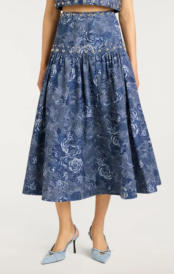 Women Cinq Sept Skirts Maia Skirt Indigo Multi