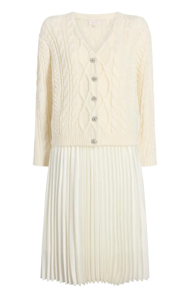 Women Cinq Sept Sweaters and Knits Amandine Cardigan Dress Ivory