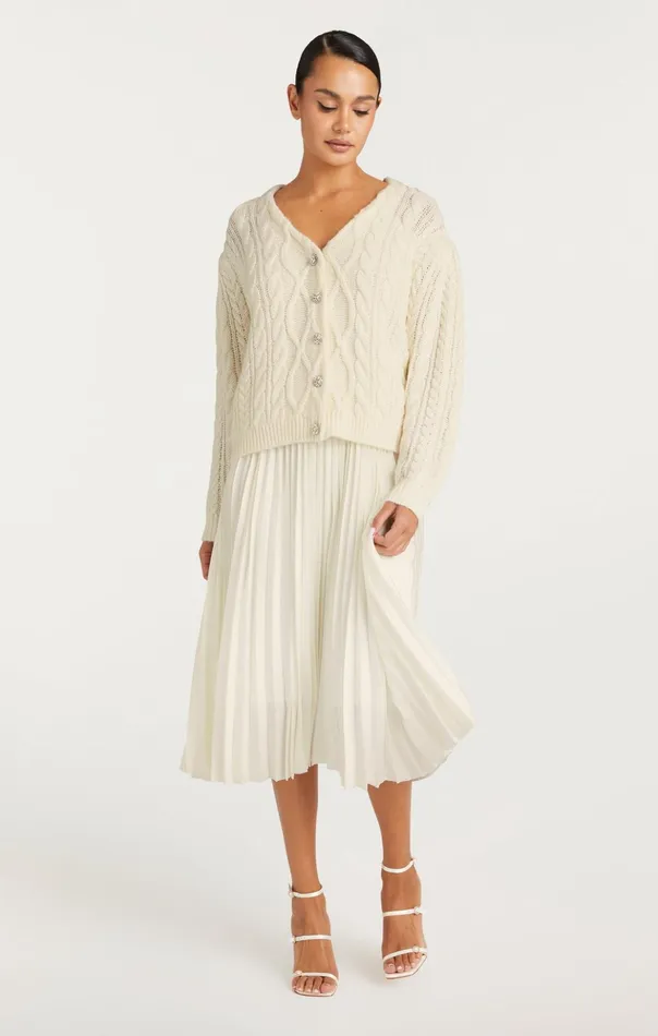 Women Cinq Sept Sweaters and Knits Amandine Cardigan Dress Ivory