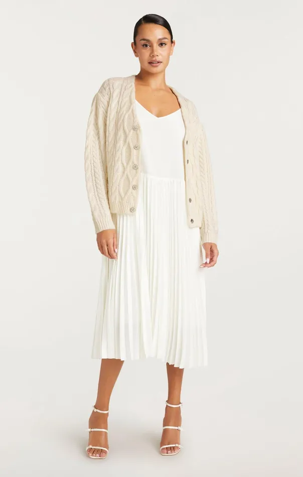 Women Cinq Sept Sweaters and Knits Amandine Cardigan Dress Ivory