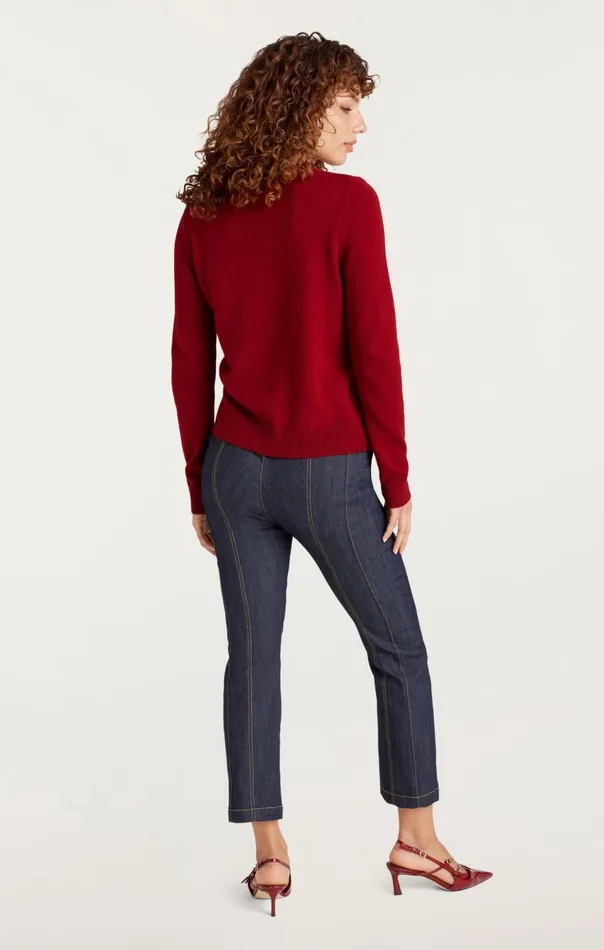 Women Cinq Sept Sweaters and Knits Bonjour Graphic Crewneck Sweater Rosewoodivory