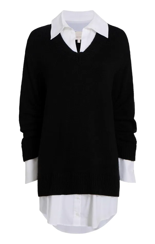 Women Cinq Sept Sweaters and Knits Collar Santina Dress Blackwhite
