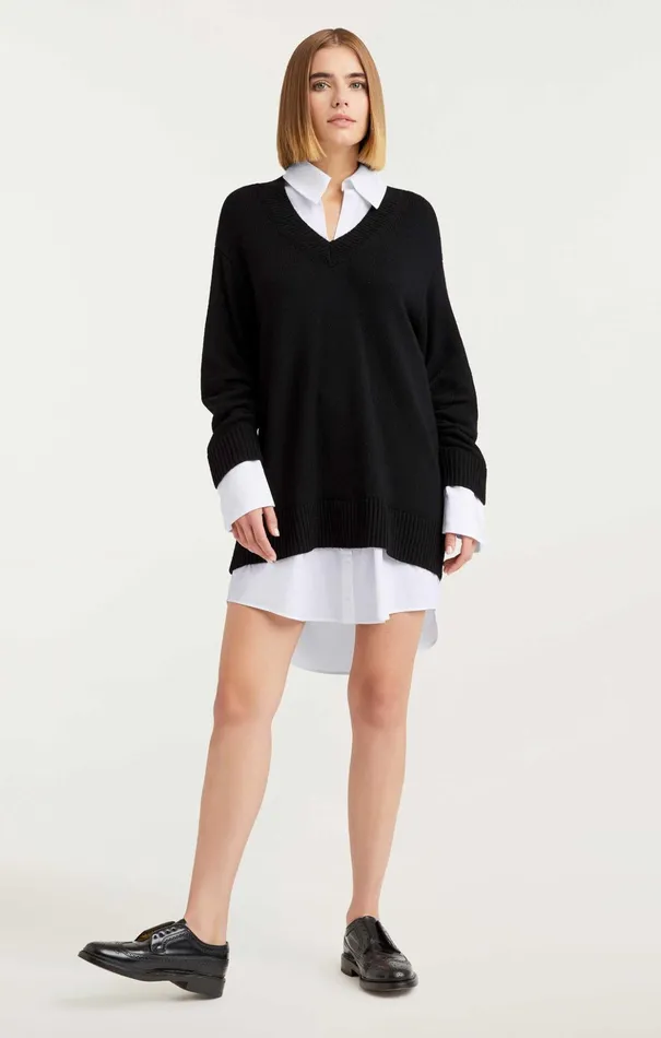 Women Cinq Sept Sweaters and Knits Collar Santina Dress Blackwhite