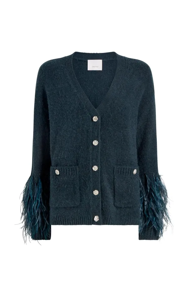 Women Cinq Sept Sweaters and Knits Dreama Marnie Cardigan Green Onyx Multi