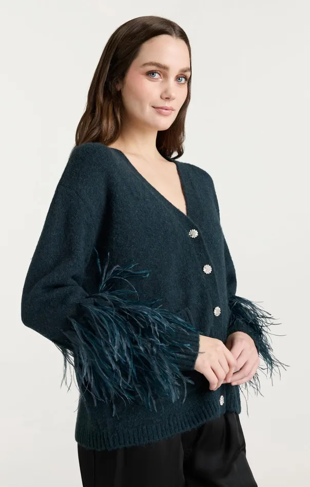 Women Cinq Sept Sweaters and Knits Dreama Marnie Cardigan Green Onyx Multi