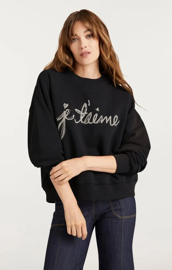 Women Cinq Sept Sweaters and Knits Je T039aime Chain Brandy Pullover Black