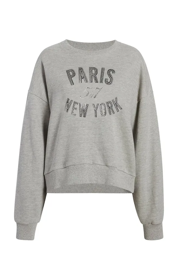 Women Cinq Sept Sweaters and Knits Rhinestone Paris New York Brandy Pullover Heather Greyblack Women Cinq Sept Sweaters and Knits Rhinestone Paris New York Brandy Pullover Heather Greyblack
