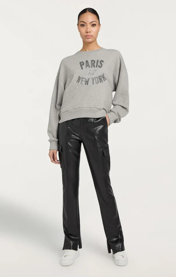 Women Cinq Sept Sweaters and Knits Rhinestone Paris New York Brandy Pullover Heather Greyblack
