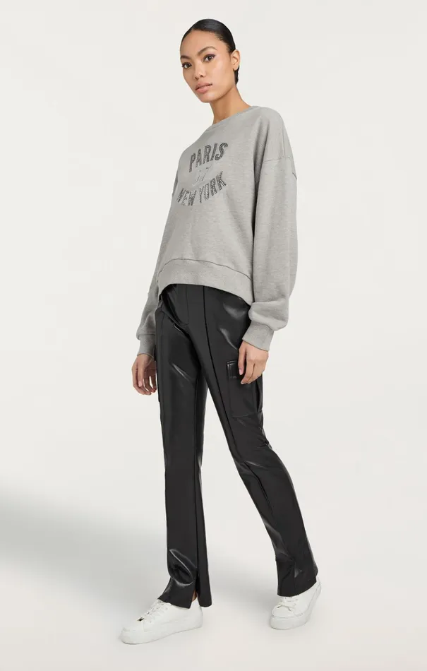 Women Cinq Sept Sweaters and Knits Rhinestone Paris New York Brandy Pullover Heather Greyblack