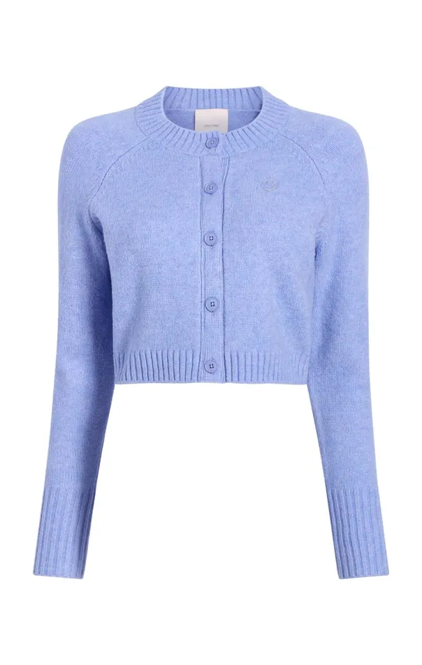 Women Cinq Sept Sweaters and Knits Rhinestone Smiley Millie Cardigan Pale Iris Women Cinq Sept Sweaters and Knits Rhinestone Smiley Millie Cardigan Pale Iris