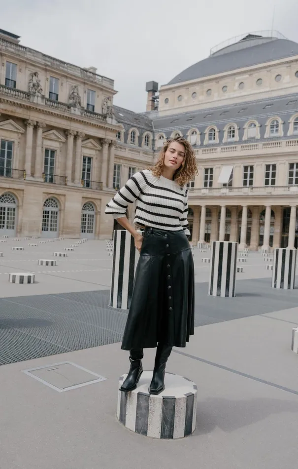 Women Cinq Sept Sweaters and Knits Striped Keren Pullover Ivoryblack