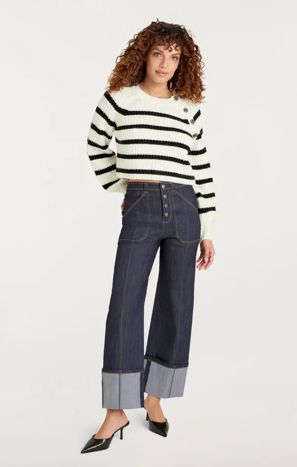 Women Cinq Sept Sweaters and Knits Striped Keren Pullover Ivoryblack