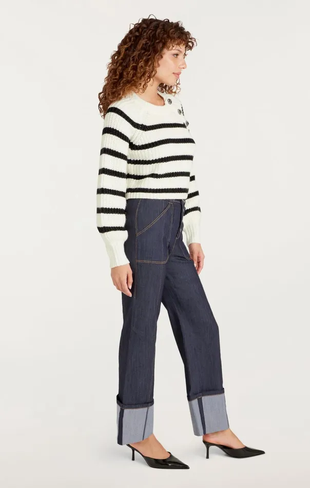 Women Cinq Sept Sweaters and Knits Striped Keren Pullover Ivoryblack