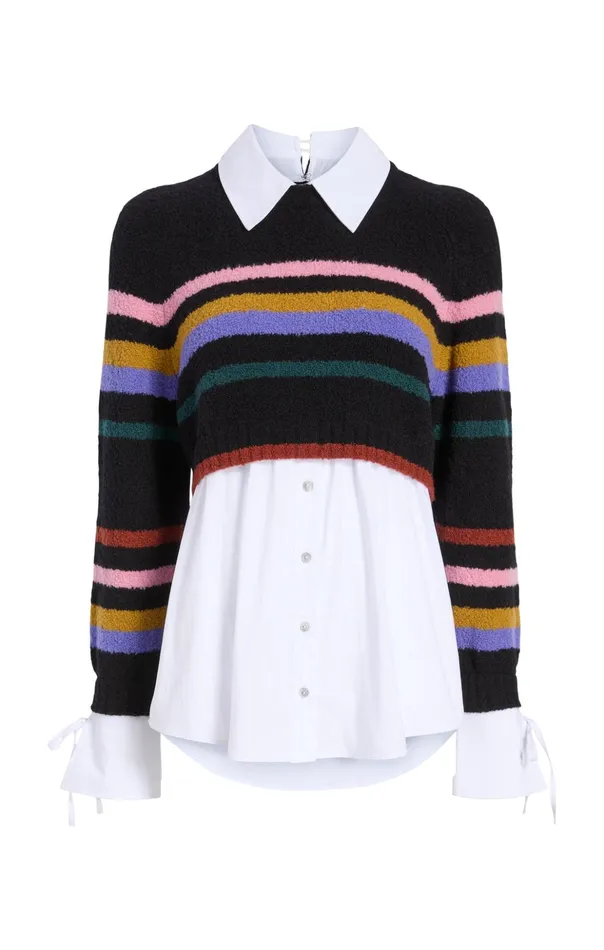 Women Cinq Sept Sweaters and Knits Striped Nelida Pullover Black Multi