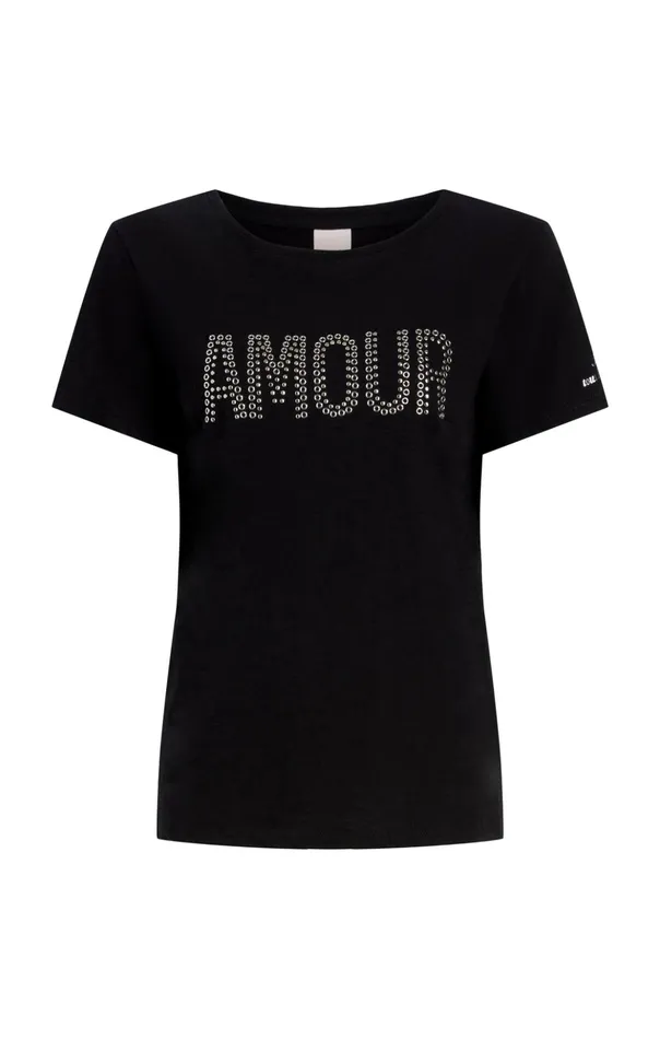 Women Cinq Sept Tees and Pullovers Grommet Amour Tee Black