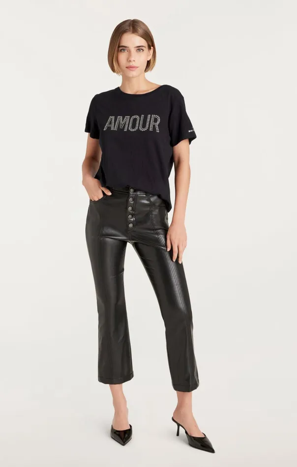 Women Cinq Sept Tees and Pullovers Grommet Amour Tee Black