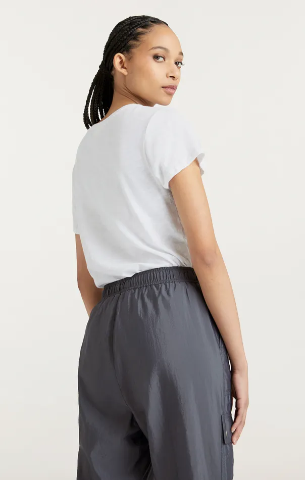 Women Cinq Sept Tees and Pullovers Shrunken Oui Oui Tee Whiteblack