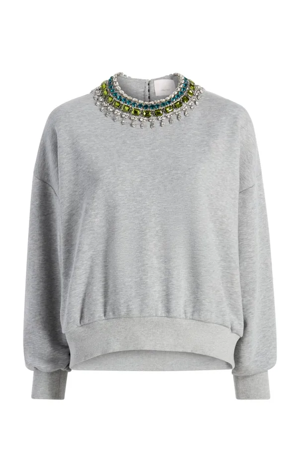 Women Cinq Sept Tees and Pullovers Stacked Necklace Brandy Pullover Heather Greymulti