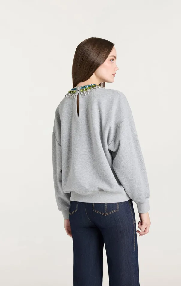Women Cinq Sept Tees and Pullovers Stacked Necklace Brandy Pullover Heather Greymulti