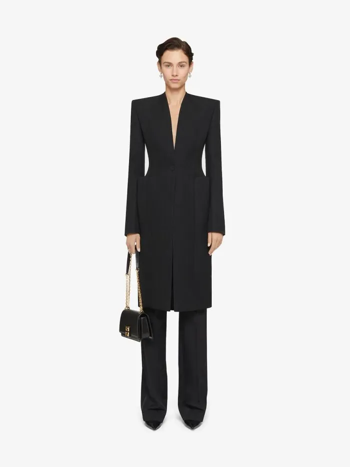 Women Coats and Jackets Givenchy Fitted Coat In Wool Black