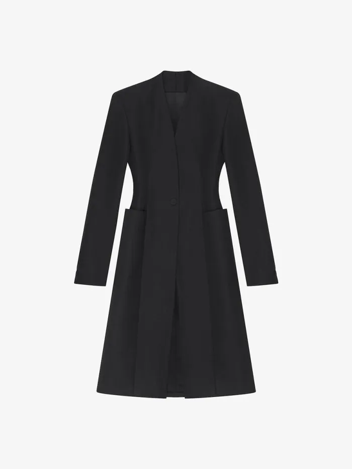 Women Coats and Jackets Givenchy Fitted Coat In Wool Black