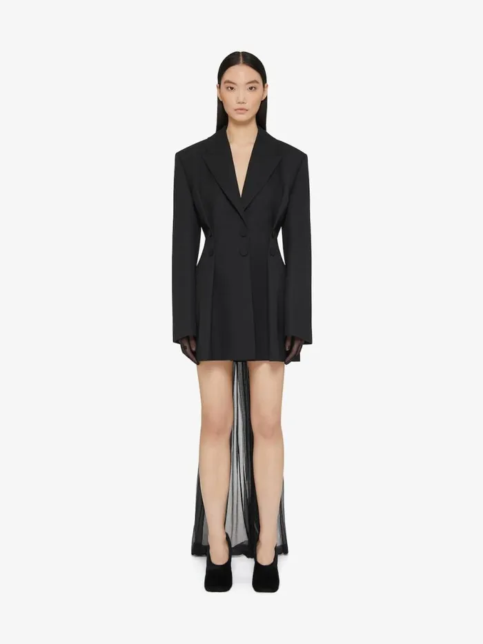 Women Coats and Jackets Givenchy Jacket In Tricotine Wool With Satin Collar Black Women Coats and Jackets Givenchy Jacket In Tricotine Wool With Satin Collar Black