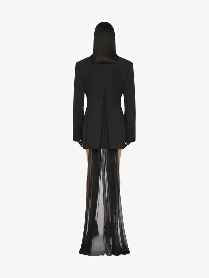 Women Coats and Jackets Givenchy Jacket In Tricotine Wool With Satin Collar Black
