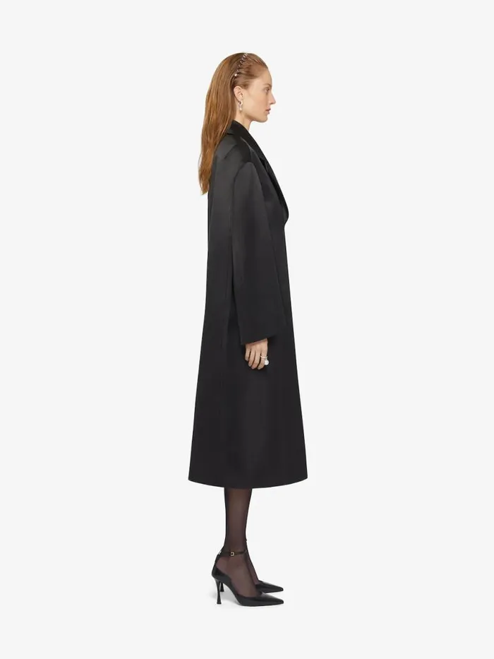 Women Coats and Jackets Givenchy Oversized Coat In Silk Satin Duchesse Black