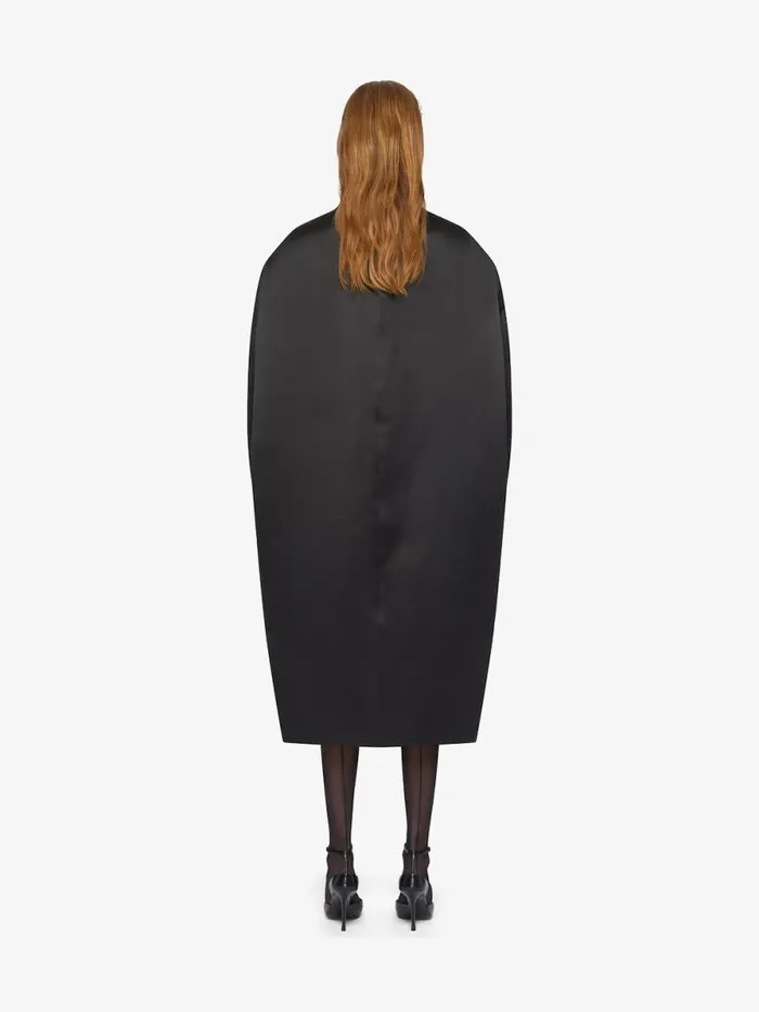Women Coats and Jackets Givenchy Oversized Coat In Silk Satin Duchesse Black