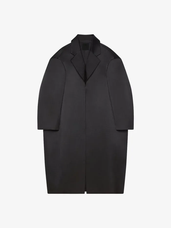 Women Coats and Jackets Givenchy Oversized Coat In Silk Satin Duchesse Black