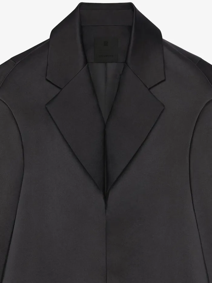 Women Coats and Jackets Givenchy Oversized Coat In Silk Satin Duchesse Black