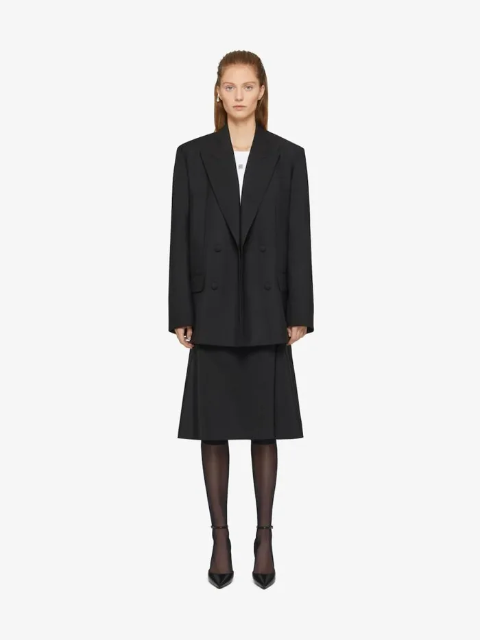 Women Coats and Jackets Givenchy Oversized Double Breasted Jacket In Wool And Mohair Black Women Coats and Jackets Givenchy Oversized Double Breasted Jacket In Wool And Mohair Black