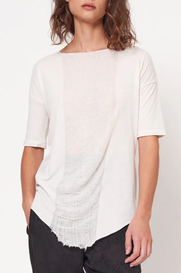 Women Cream Basic Shredded Tee Raquel Allegra Tops Women Cream Basic Shredded Tee Raquel Allegra Tops