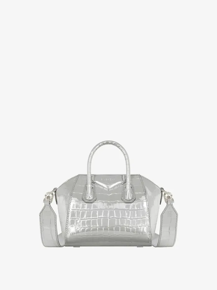 Women Crossbody Bags Givenchy Antigona Toy Bag In Crocodile Effect Leather Light Silvery Women Crossbody Bags Givenchy Antigona Toy Bag In Crocodile Effect Leather Light Silvery
