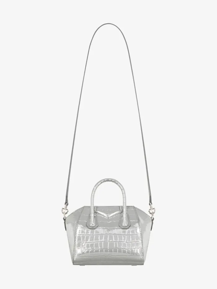 Women Crossbody Bags Givenchy Antigona Toy Bag In Crocodile Effect Leather Light Silvery Women Crossbody Bags Givenchy Antigona Toy Bag In Crocodile Effect Leather Light Silvery