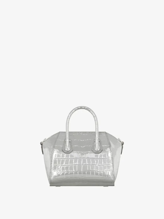 Women Crossbody Bags Givenchy Antigona Toy Bag In Crocodile Effect Leather Light Silvery Women Crossbody Bags Givenchy Antigona Toy Bag In Crocodile Effect Leather Light Silvery