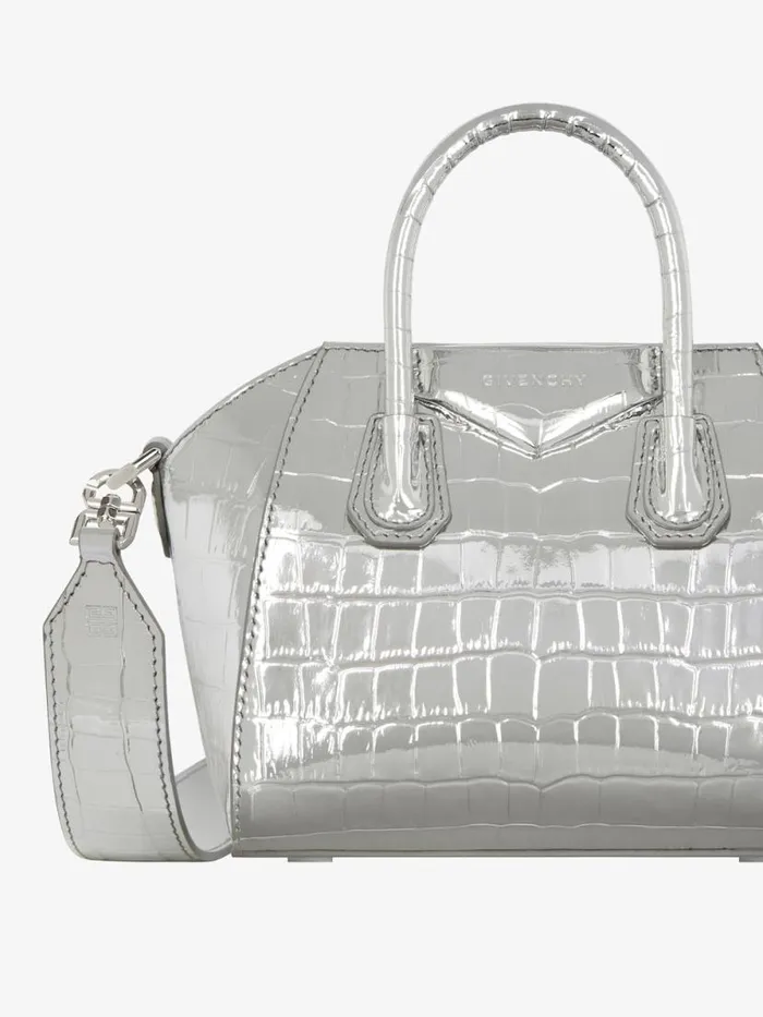 Women Crossbody Bags Givenchy Antigona Toy Bag In Crocodile Effect Leather Light Silvery Women Crossbody Bags Givenchy Antigona Toy Bag In Crocodile Effect Leather Light Silvery