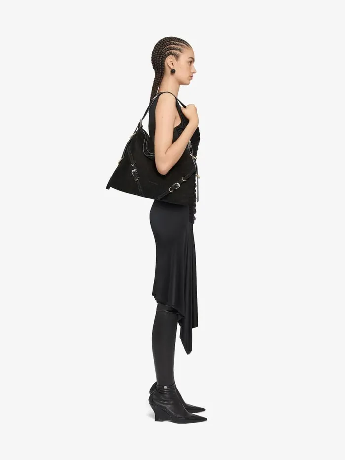 Women Crossbody Bags Givenchy Medium Voyou Bag In Suede Black
