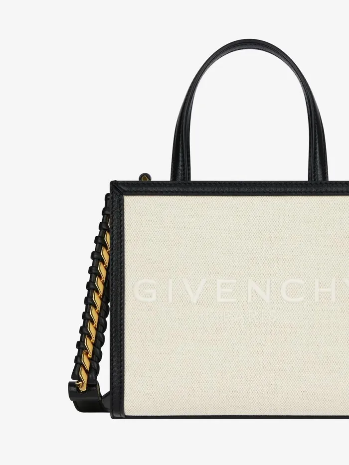 Women Crossbody Bags Givenchy Mini GTote Shopping Bag In Canvas And Leather Natural Beige