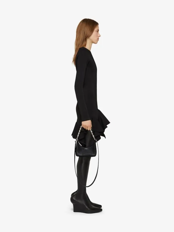 Women Crossbody Bags Givenchy Mini Moon Cut Out Bag In Leather With Chain Black