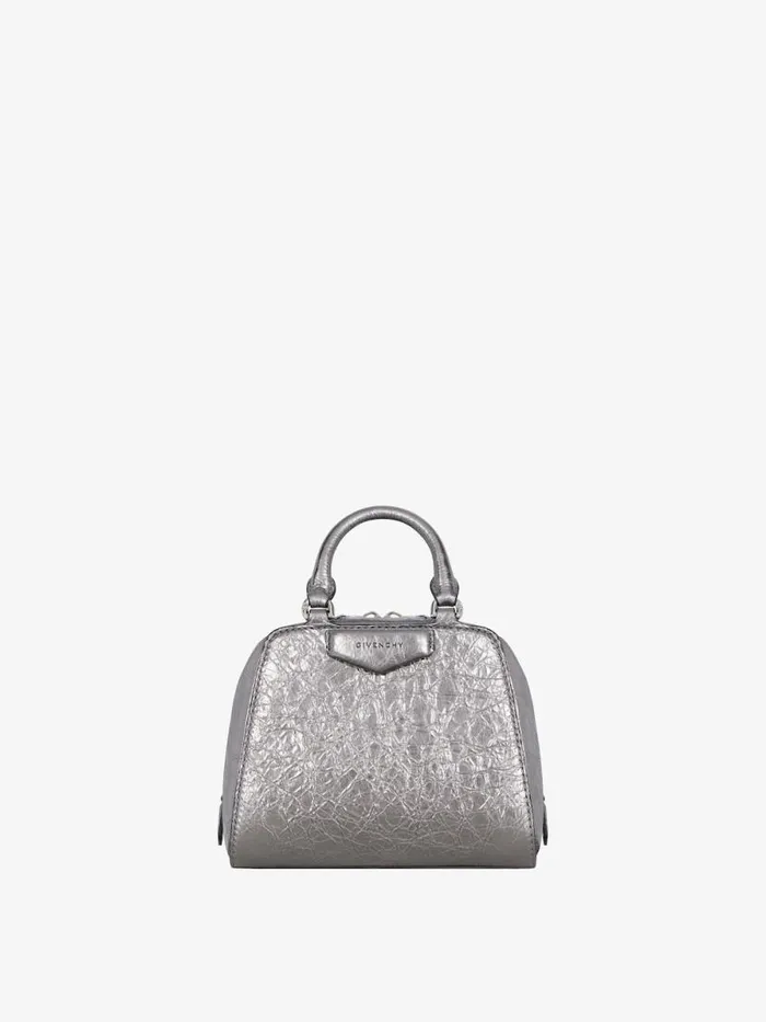 Women Crossbody Bags Givenchy Nano Antigona Cube Bag In Laminated Leather Silvery Grey Women Crossbody Bags Givenchy Nano Antigona Cube Bag In Laminated Leather Silvery Grey