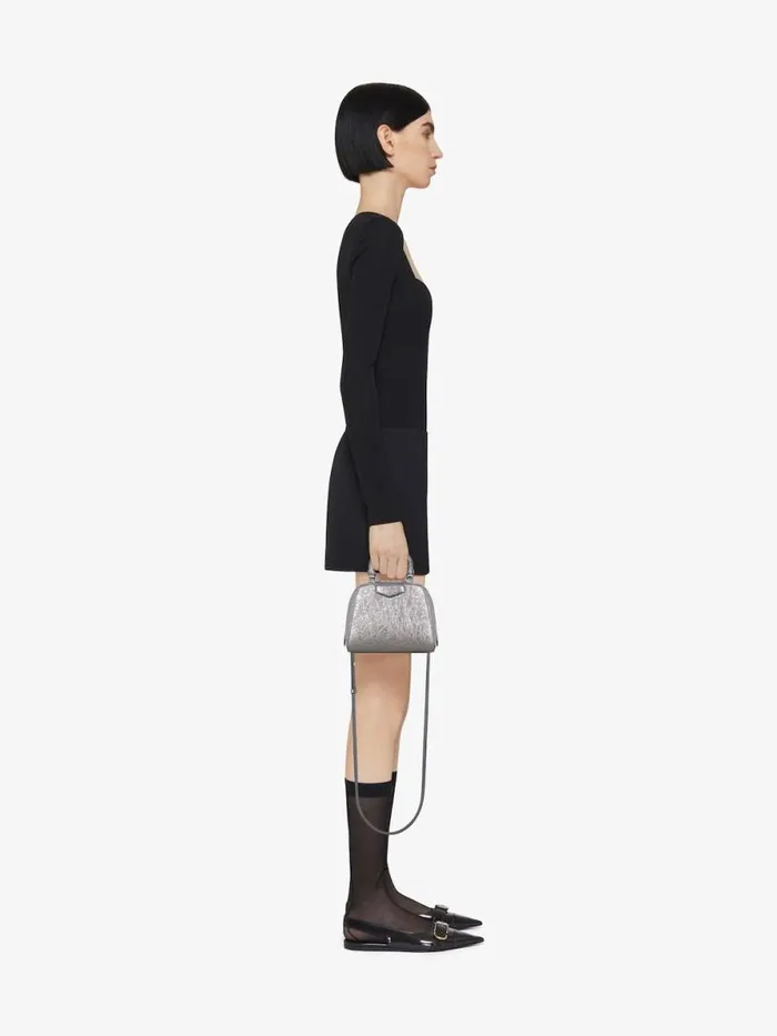 Women Crossbody Bags Givenchy Nano Antigona Cube Bag In Laminated Leather Silvery Grey Women Crossbody Bags Givenchy Nano Antigona Cube Bag In Laminated Leather Silvery Grey