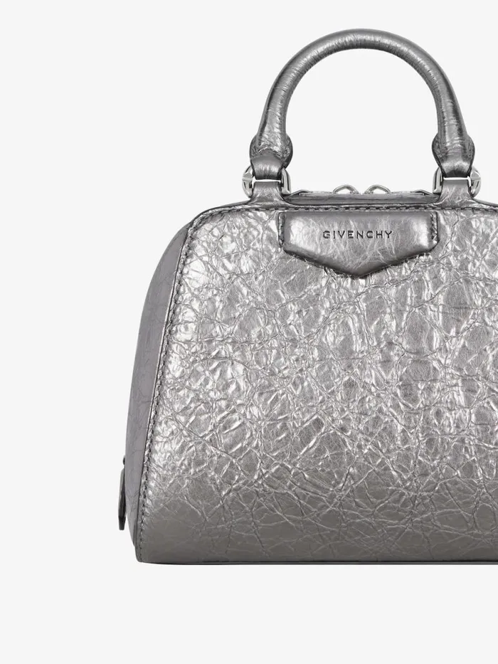 Women Crossbody Bags Givenchy Nano Antigona Cube Bag In Laminated Leather Silvery Grey Women Crossbody Bags Givenchy Nano Antigona Cube Bag In Laminated Leather Silvery Grey