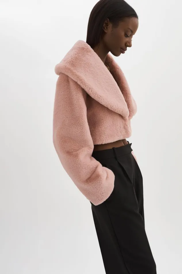 Women DANIKA Faux Fur Crop Jacket Smoky Pink LAMARQUE Faux Fur Women DANIKA Faux Fur Crop Jacket Smoky Pink LAMARQUE Faux Fur